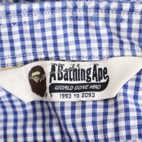 A BATHING APE アベイシングエイプ チェック柄 長袖 ボタンダウンシャツ ブルー系 メンズ