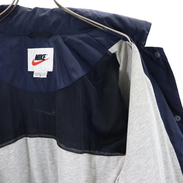 NIKE ナイキ 90s 00s 白タグ オールド ナイロンジャケット L 紺 フード レディース