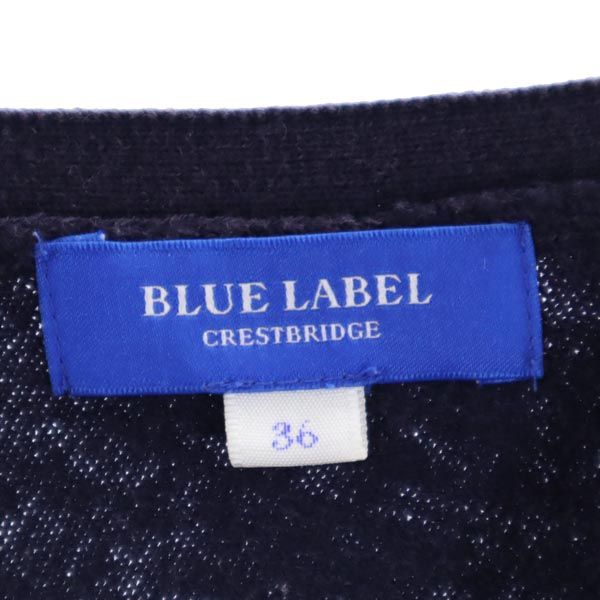 BLUE LABEL CRESTBRIDGE ブルーレーベルクレストブリッジ 三陽商会 コットンブレンド 長袖 ニット 36 ネイビー系 レディース