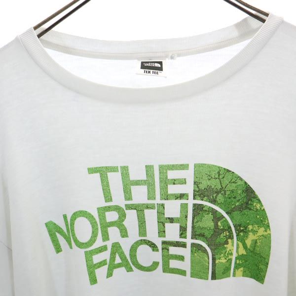 THE NORTH FACE ノースフェイス 日本製 NT37741 ロゴプリント 長袖 Tシャツ M ホワイト系 アウトドア ロンT メンズ