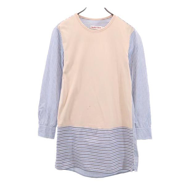 SEE BY CHLOE シーバイクロエ ストライプ柄 長袖 カットソー 34 ピンク×ブルー シャツ ボーダー レディース