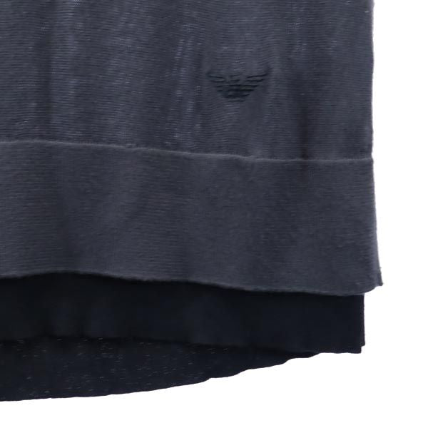 Emporio Armani エンポリオアルマーニ ワンポイント 刺繍 長袖 Vネック セーター 46 グレー ニット メンズ