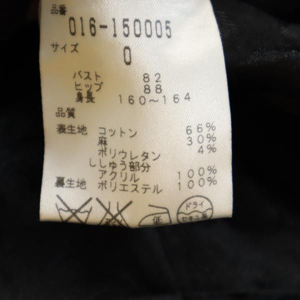 VIVIENNE TAM ヴィヴィアンタム 日本製 テーラードジャケット 0 ブラック系 レディース