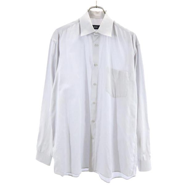 BOSS ボス 総柄 長袖 シャツ 16 1/2 水色系 メンズ