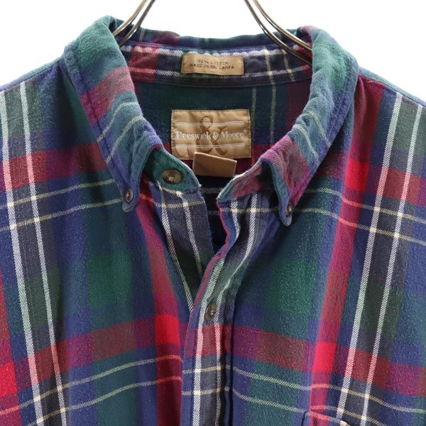 Preswick&Moore チェック柄 長袖 ボタンダウンシャツ XXL レッド系 Preswick&Moore ビッグサイズ メンズ