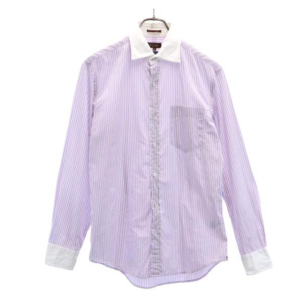 Paul Smith ポールスミス 日本製 ストライプ柄 長袖 シャツ M 白×紫 メンズ