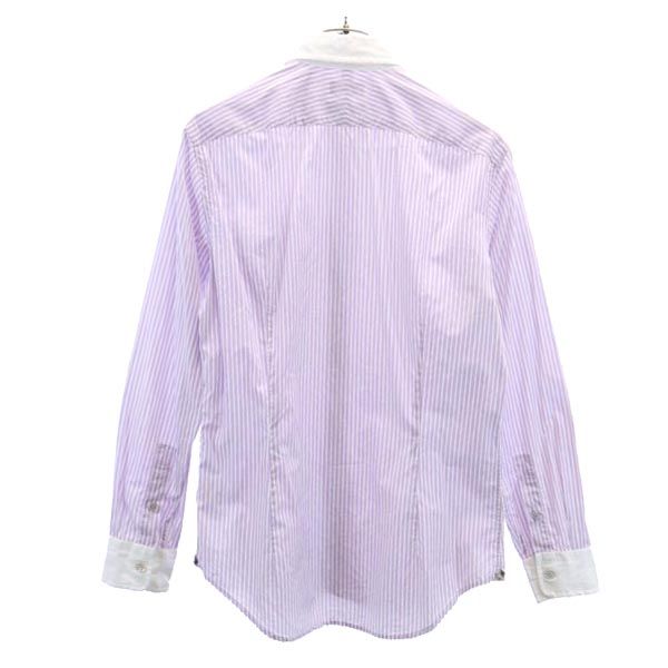 Paul Smith ポールスミス 日本製 ストライプ柄 長袖 シャツ M 白×紫 メンズ