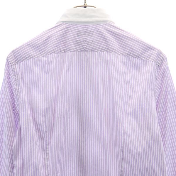 Paul Smith ポールスミス 日本製 ストライプ柄 長袖 シャツ M 白×紫 メンズ