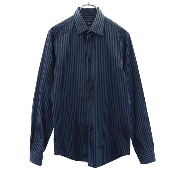 GIVENCHY ジバンシィ ストライプ柄 長袖 シャツ 16 緑系×黒 メンズ