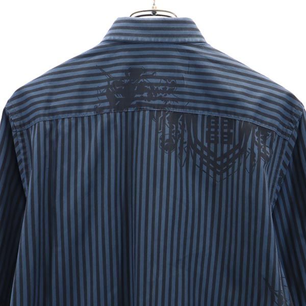 GIVENCHY ジバンシィ ストライプ柄 長袖 シャツ 16 緑系×黒 メンズ