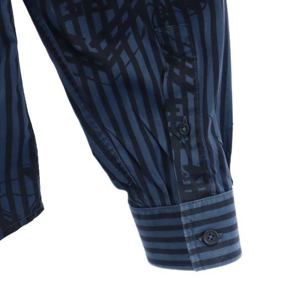 GIVENCHY ジバンシィ ストライプ柄 長袖 シャツ 16 緑系×黒 メンズ