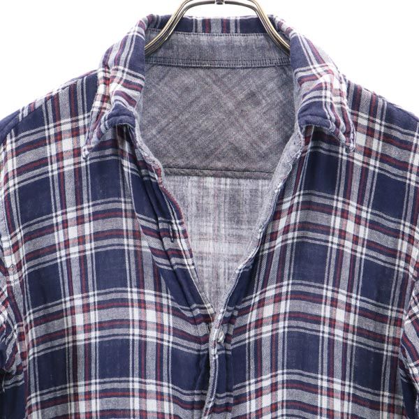 marka マーカ 日本製 チェック柄 長袖 シャツ 1 ネイビー系 メンズ