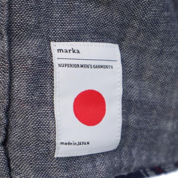 marka マーカ 日本製 チェック柄 長袖 シャツ 1 ネイビー系 メンズ