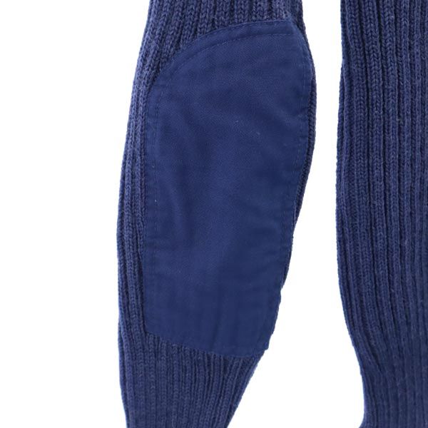 英国製 Vネック 長袖 エルボーパッチ Vネック コマンド ニット 02/83 ネイビー系 セーター レディース