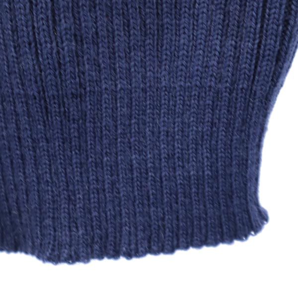 英国製 Vネック 長袖 エルボーパッチ Vネック コマンド ニット 02/83 ネイビー系 セーター レディース