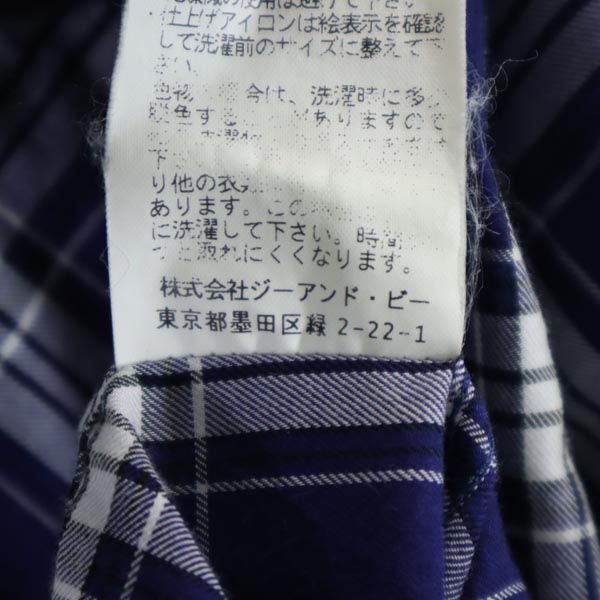 BARACUTA バラクータ 日本製 チェック柄 長袖 2WAY シャツ M 青系 メンズ