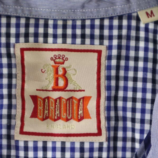 BARACUTA バラクータ 日本製 チェック柄 長袖 2WAY シャツ M 青系 メンズ