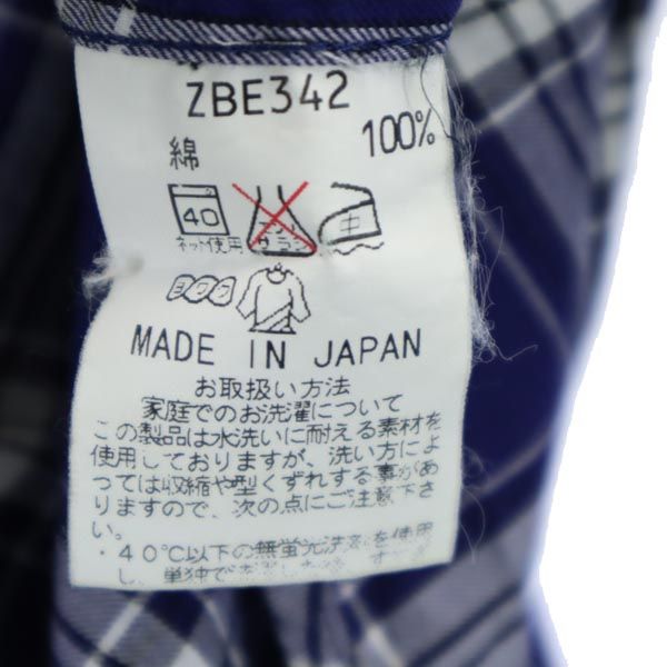 BARACUTA バラクータ 日本製 チェック柄 長袖 2WAY シャツ M 青系 メンズ