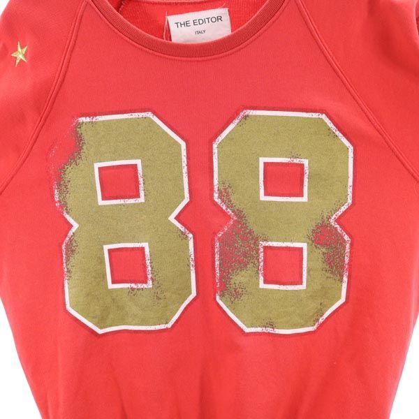 THA EDITOR ジエディター イタリア製 プリント 長袖 スウェット トレーナー XS 赤 メンズ