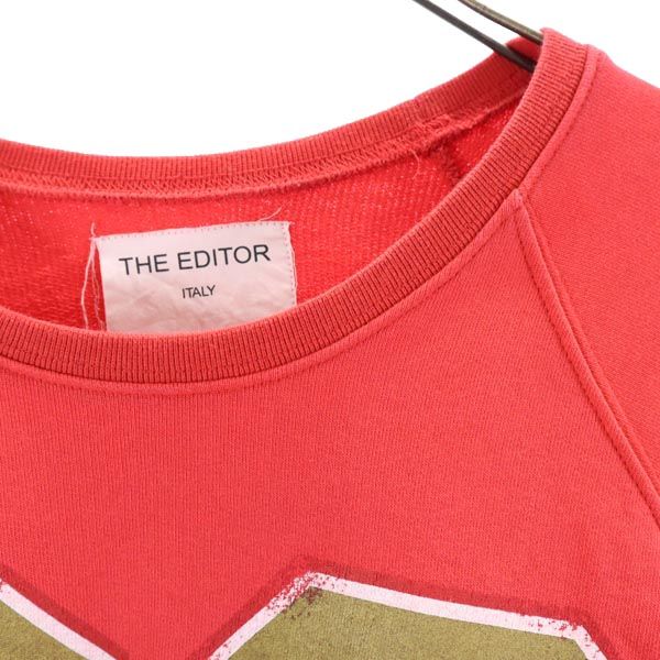 THA EDITOR ジエディター イタリア製 プリント 長袖 スウェット トレーナー XS 赤 メンズ