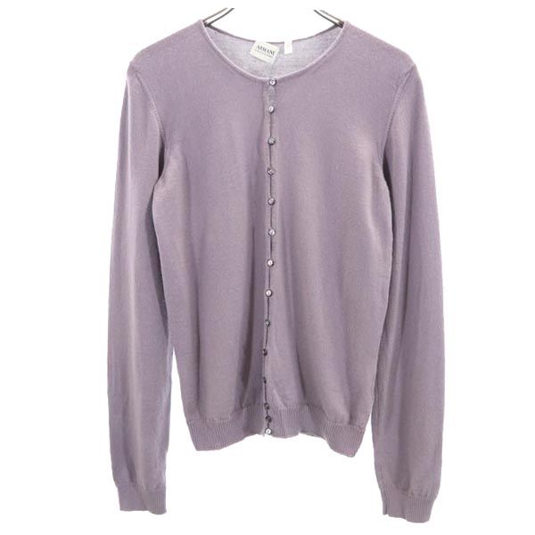 ARMANI アルマーニ ウール 長袖 カーディガン 44 ラベンダー レディース