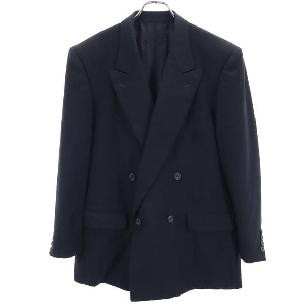 Aquascutum アクアスキュータム 日本製 ダブル 長袖 テーラードジャケット AB5 ブラック メンズ