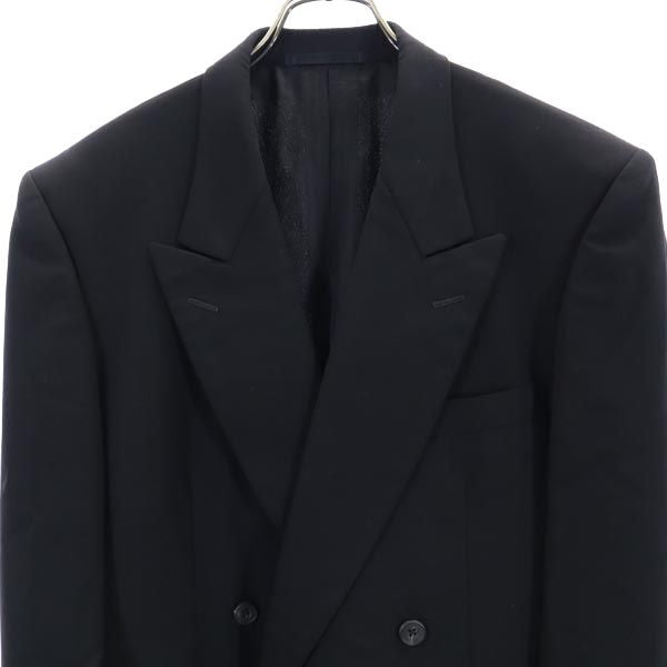 Aquascutum アクアスキュータム 日本製 ダブル 長袖 テーラードジャケット AB5 ブラック メンズ