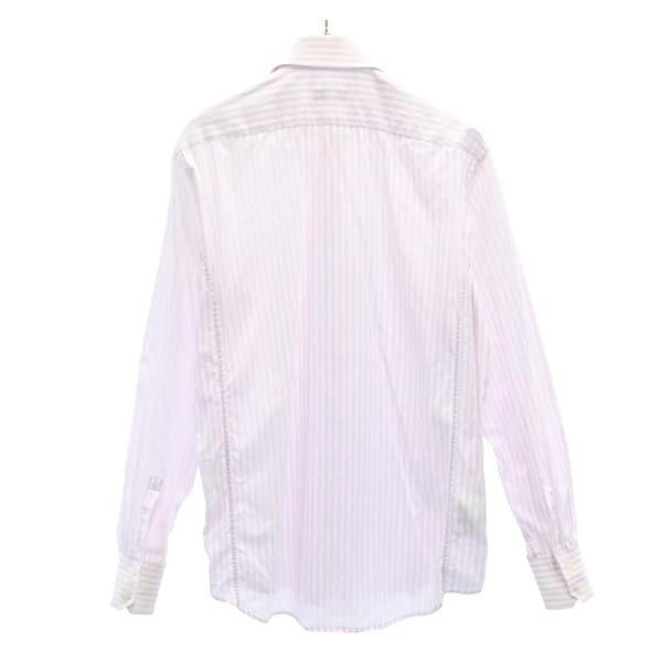 BOSS HUGO BOSS ボス ヒューゴボス ストライプ柄 長袖 シャツ 39 15 1/2 ホワイト×ピンク メンズ