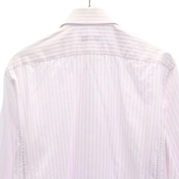 BOSS HUGO BOSS ボス ヒューゴボス ストライプ柄 長袖 シャツ 39 15 1/2 ホワイト×ピンク メンズ