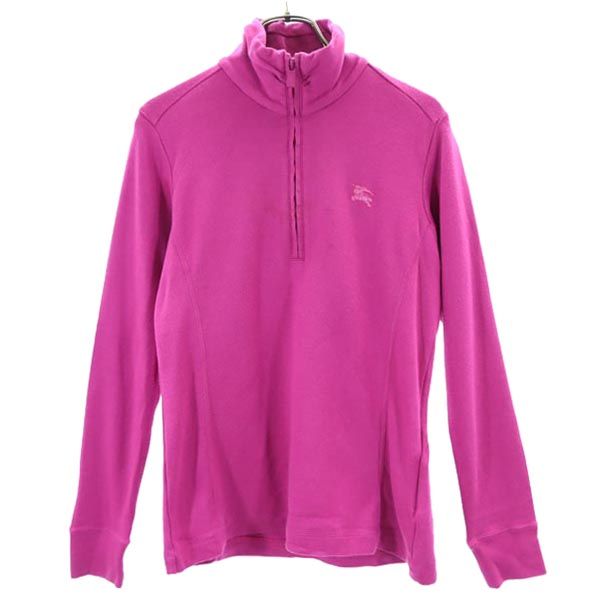 BURBERRY バーバリー ロゴ刺繍 ゴルフ 長袖 ハーフジップ トレーナー S ピンク系 メンズ