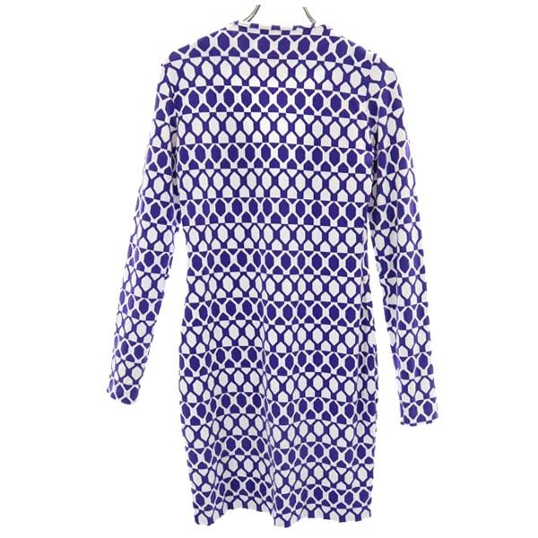 DIANE VON FURSTENBERG ダイアンフォンファステンバーグ 総柄 長袖 ストレッチ ワンピース パープル系 レディース
