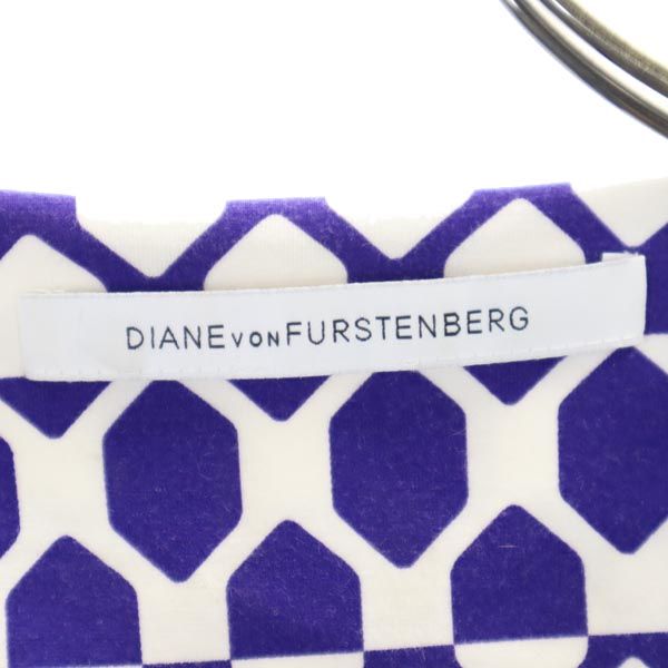 DIANE VON FURSTENBERG ダイアンフォンファステンバーグ 総柄 長袖 ストレッチ ワンピース パープル系 レディース