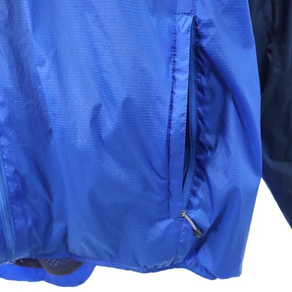 THE NORTH FACE ノースフェイス フード付 ナイロンジャケット L 青×紺 アウトドア コンパクト ウインドシェル メンズ