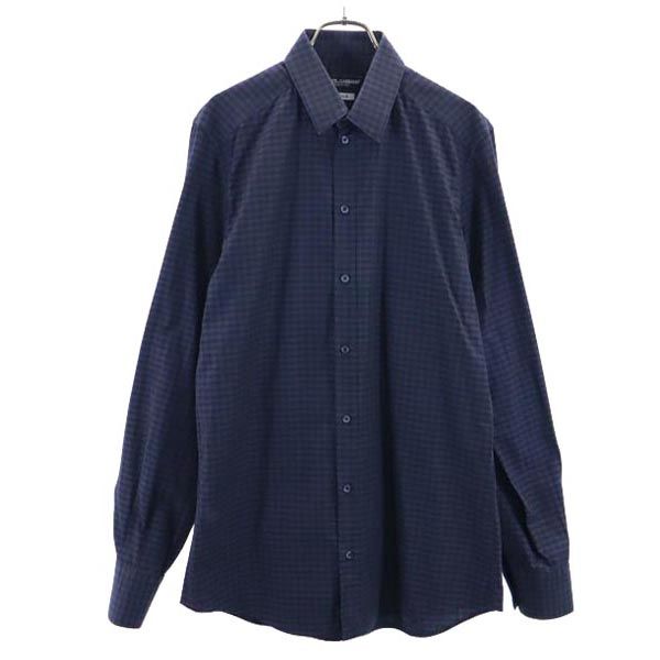 DOLCE&GABBANA ドルチェアンドガッバーナ チェック柄 長袖 シャツ 40 15 1/4 ネイビー×ブラック メンズ