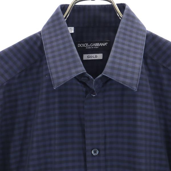 DOLCE&GABBANA ドルチェアンドガッバーナ チェック柄 長袖 シャツ 40 15 1/4 ネイビー×ブラック メンズ