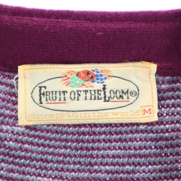 FRUIT OF THE LOOM フルーツオブザルーム 80s ビンテージ ウールブレンド 総柄 長袖 Vネック ニット カーディガン M メンズ