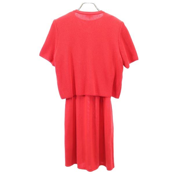 FOXEY フォクシー 日本製 半袖 ニット ワンピース 上下 セットアップ 38 レッド系 半袖カーディガン レディース