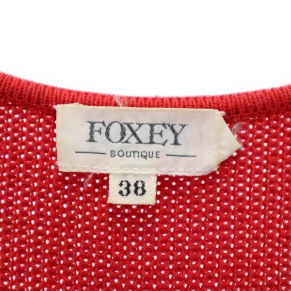 FOXEY フォクシー 日本製 半袖 ニット ワンピース 上下 セットアップ 38 レッド系 半袖カーディガン レディース