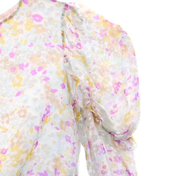 SEE BY CHLOE シーバイクロエ シルク100% 総柄 長袖 シースルー カットソー 36 ホワイト系 レディース