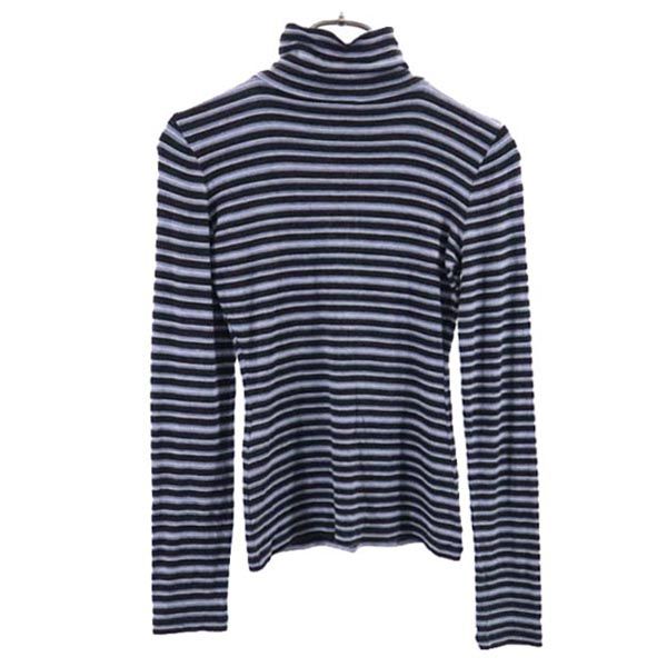 ARMANI COLLEZIONI アルマーニコレッツォーニ イタリア製 ボーダー 長袖 ハーフジップ カットソー 38 ブラック系 レディース