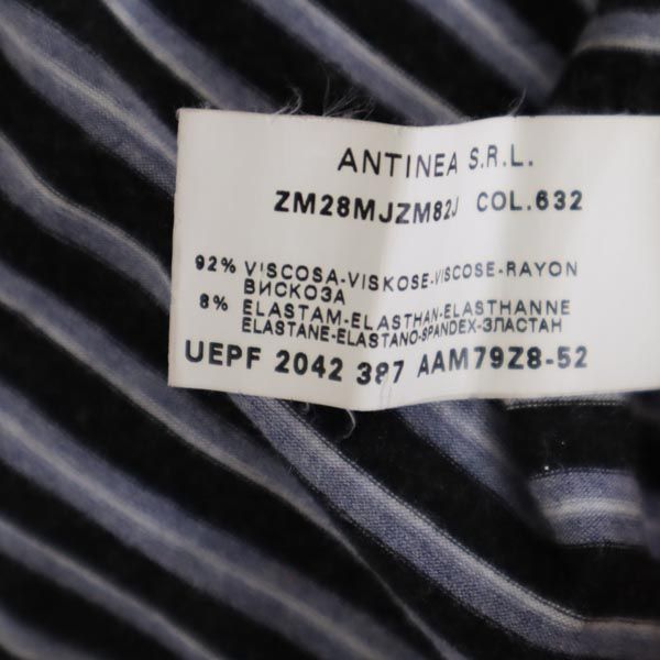 ARMANI COLLEZIONI アルマーニコレッツォーニ イタリア製 ボーダー 長袖 ハーフジップ カットソー 38 ブラック系 レディース