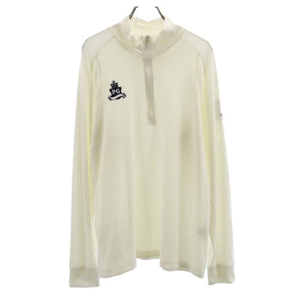 PEARLY GATES パーリーゲイツ 日本製 ロゴ刺繍 ゴルフ 長袖 ハーフジップ トレーナー 6 ホワイト系 メンズ