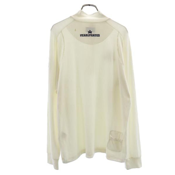 PEARLY GATES パーリーゲイツ 日本製 ロゴ刺繍 ゴルフ 長袖 ハーフジップ トレーナー 6 ホワイト系 メンズ