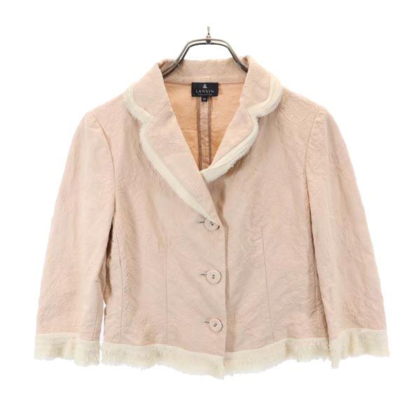 LANVIN en Bleu ランバンオンブルー 花柄 デザイン テーラードジャケット 38 ベージュ系 レディース
