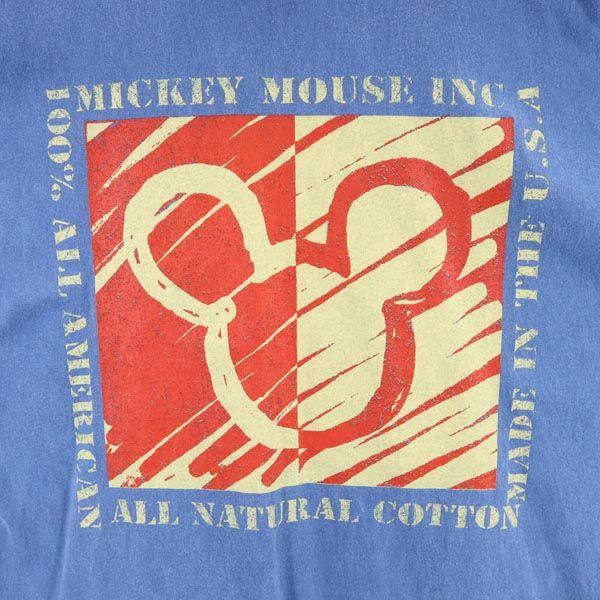 OLD オールド 90s ミッキーマウスプリント 半袖 Tシャツ ONE ブルー系 メンズ