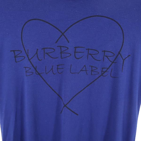 BURBERRY BLUE LABEL バーバリーブルーレーベル 三陽商会 ロゴプリント 長袖 Tシャツ 38 ネイビー ロンT レディース