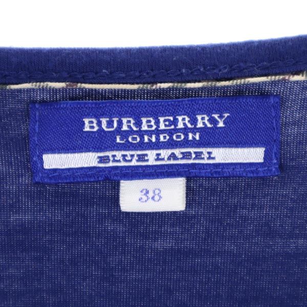 BURBERRY BLUE LABEL バーバリーブルーレーベル 三陽商会 ロゴプリント 長袖 Tシャツ 38 ネイビー ロンT レディース