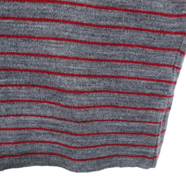 JOHN SMEDLEY ジョンスメドレー 英国製 ボーダー柄 長袖 ニット グレー×レッド セーター レディース