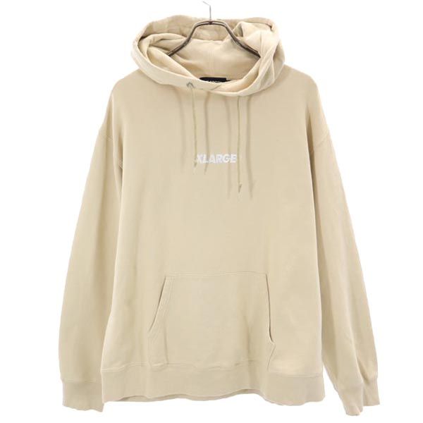 XLARGE エクストララージ ロゴ刺繍 長袖 スウェットパーカー M ベージュ プルオーバー トレーナー メンズ