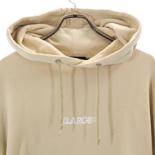 XLARGE エクストララージ ロゴ刺繍 長袖 スウェットパーカー M ベージュ プルオーバー トレーナー メンズ